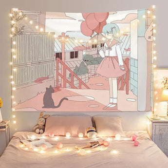 anime tapestries - Tokyo City / Small (35.4 x 27.6 inches)