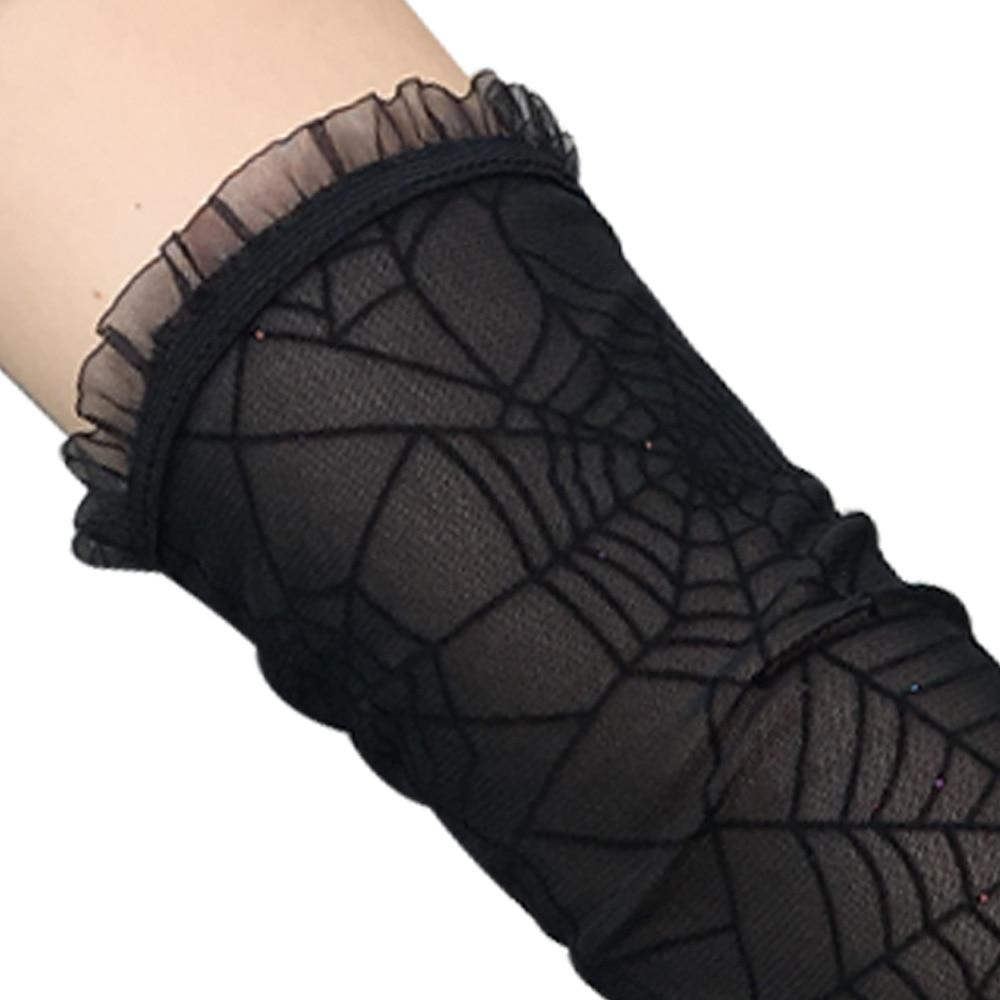 Black Spider Web Lace Gloves - accessories