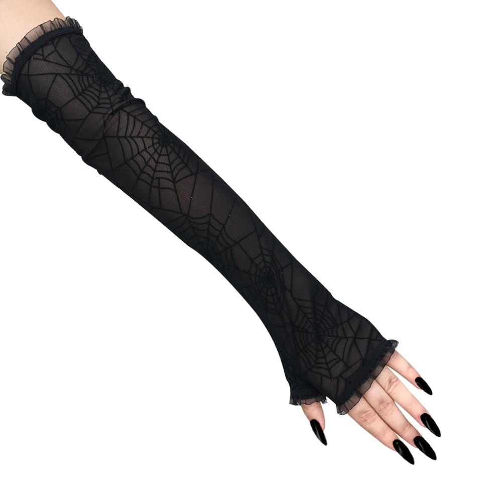 Black Spider Web Lace Gloves - accessories