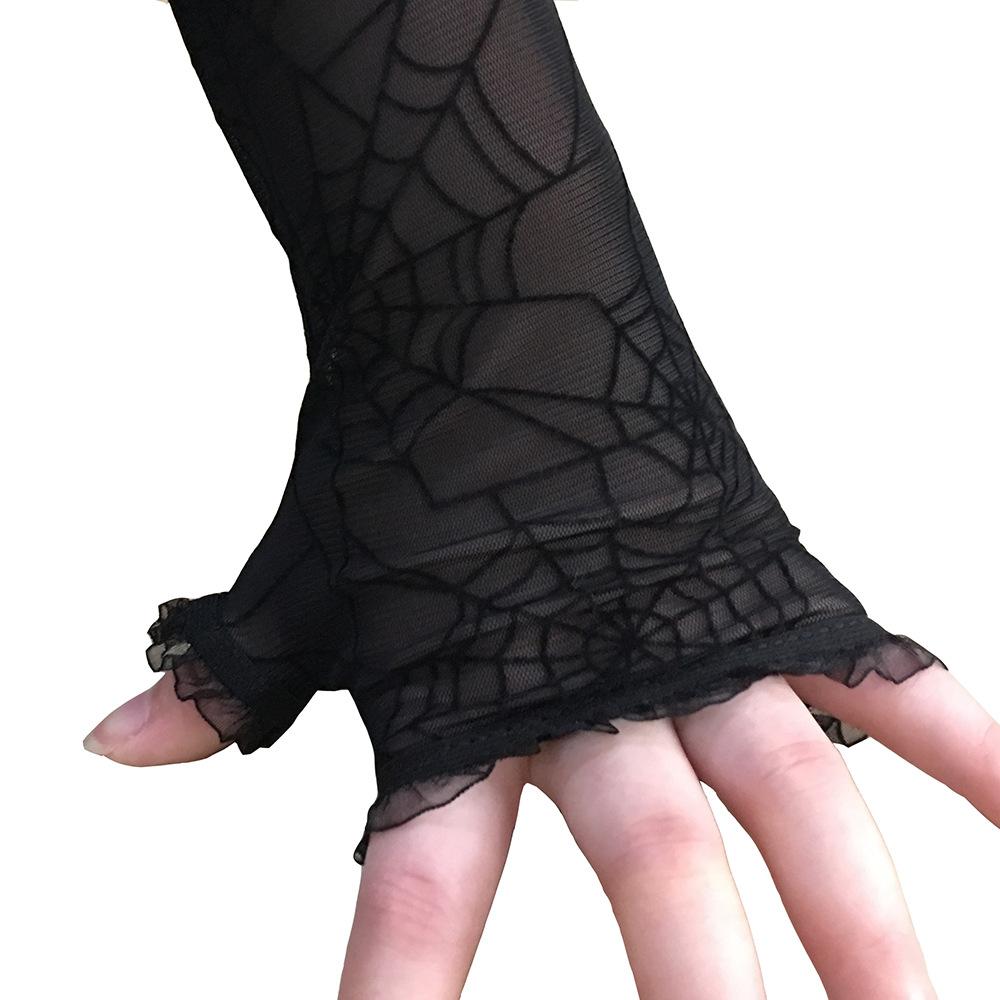 Black Spider Web Lace Gloves - accessories