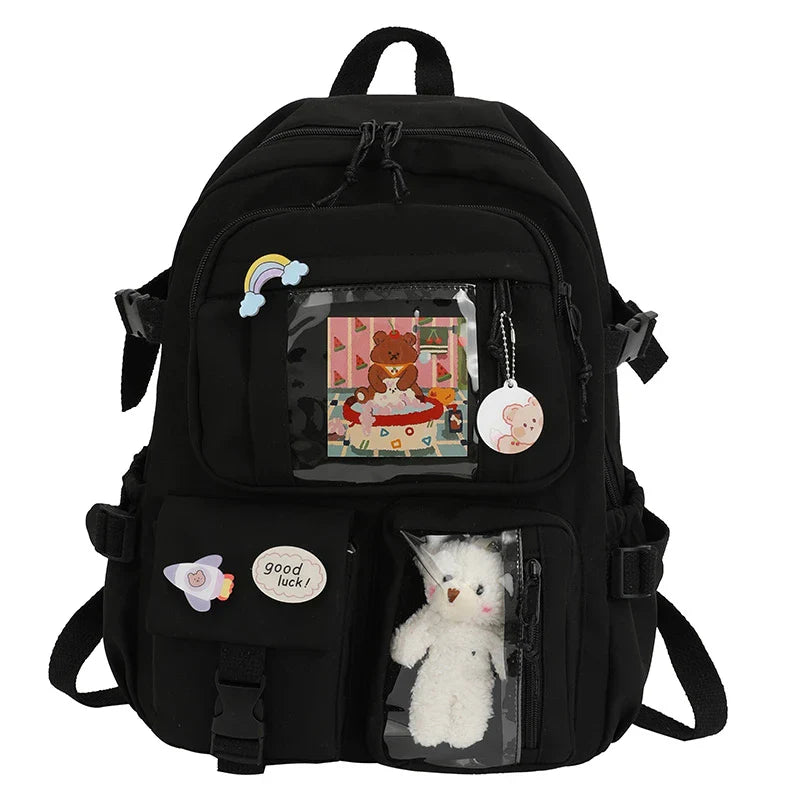 clear cute backpacks - black