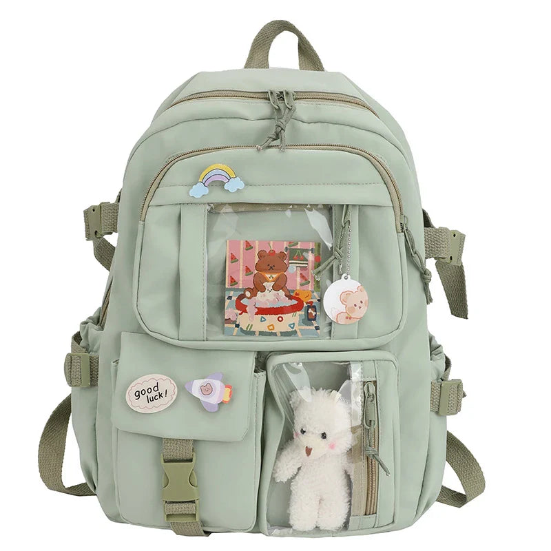 clear cute backpacks - green