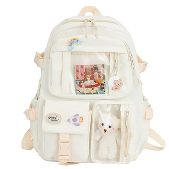 clear cute backpacks - white