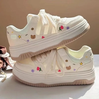 cute girl sneakers - Beige / US 5