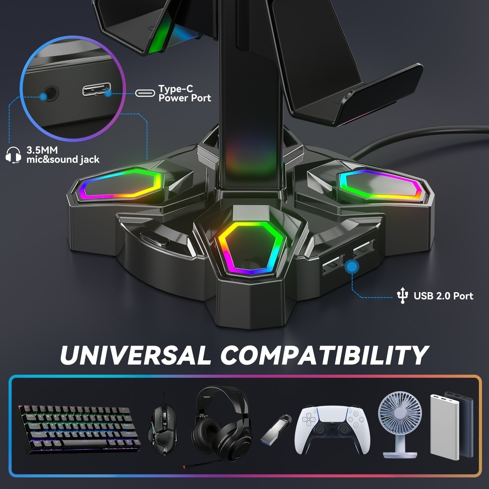 Headset & Controller LED Stand - headset stand