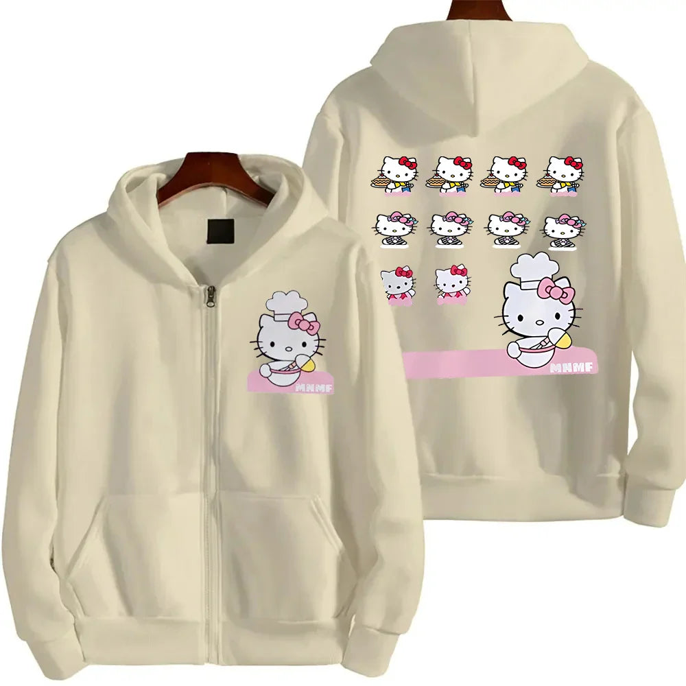 hello kitty hoodies - brown / S