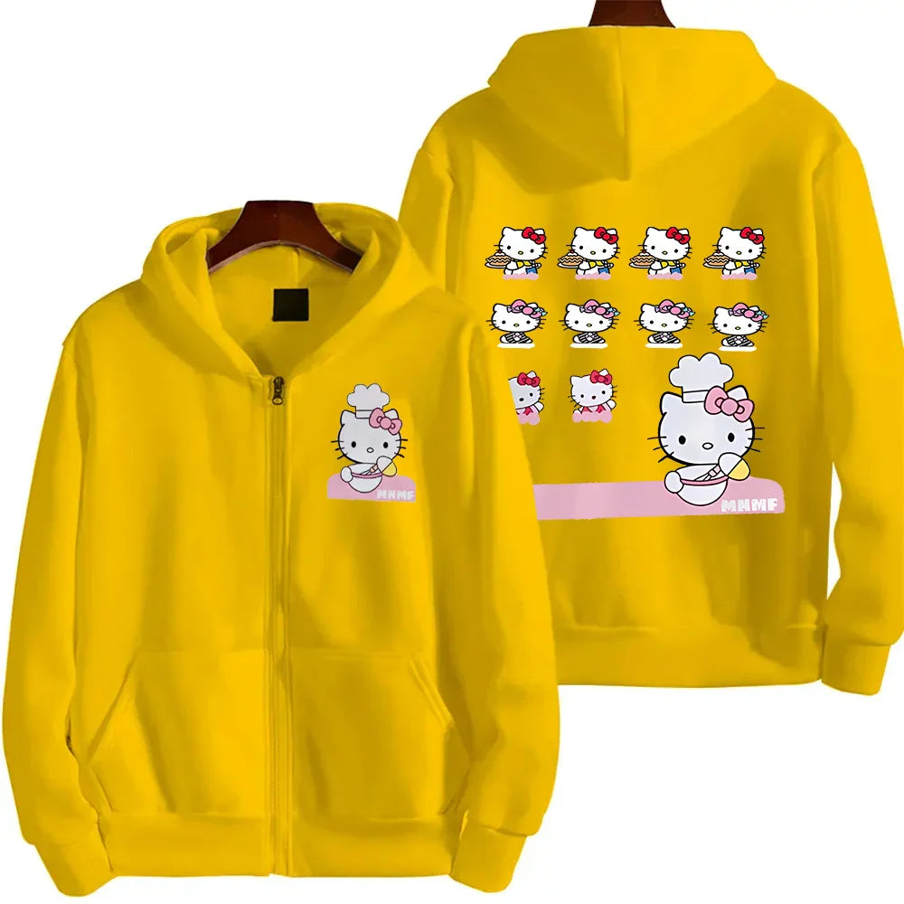 hello kitty hoodies - yellow / S