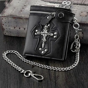 mens gothic wallets - Black