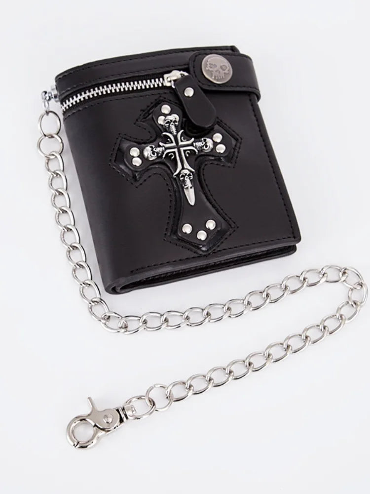 mens gothic wallets - Black