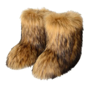 short fur boots - Brown / 6-6.5